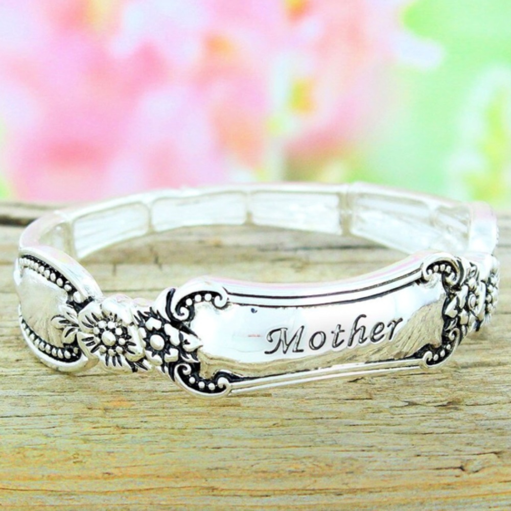 Antique Silvertone 'Mother' Spoon Bracelet